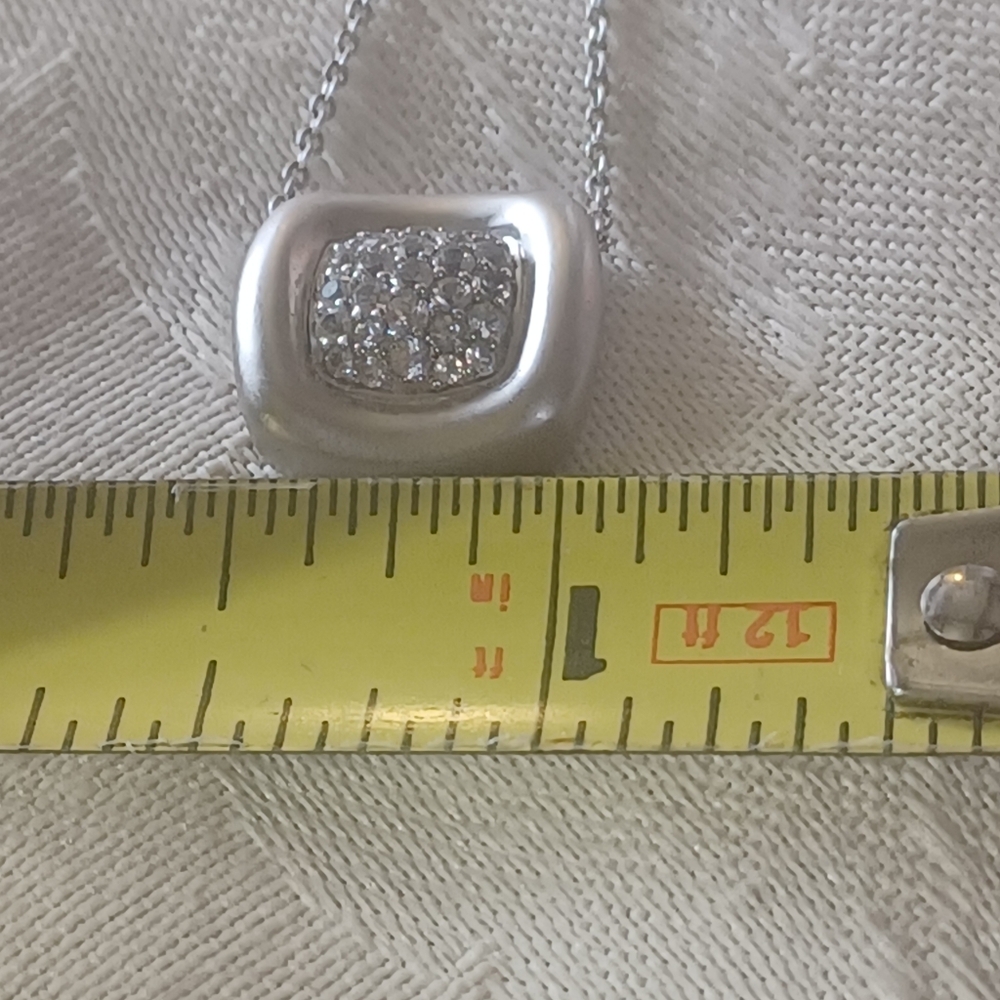 Gabriel & Co Square Necklace, White Sapphire, SS, 17 Inches - Picture 7 of 7